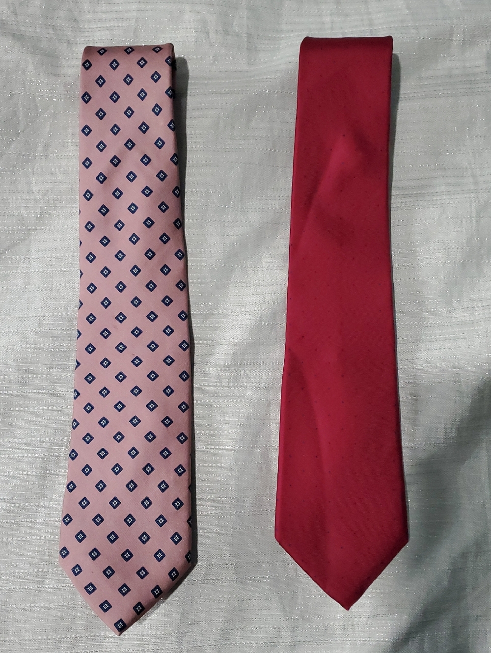 Men's Pink Pattern & Red Solid Tie Set